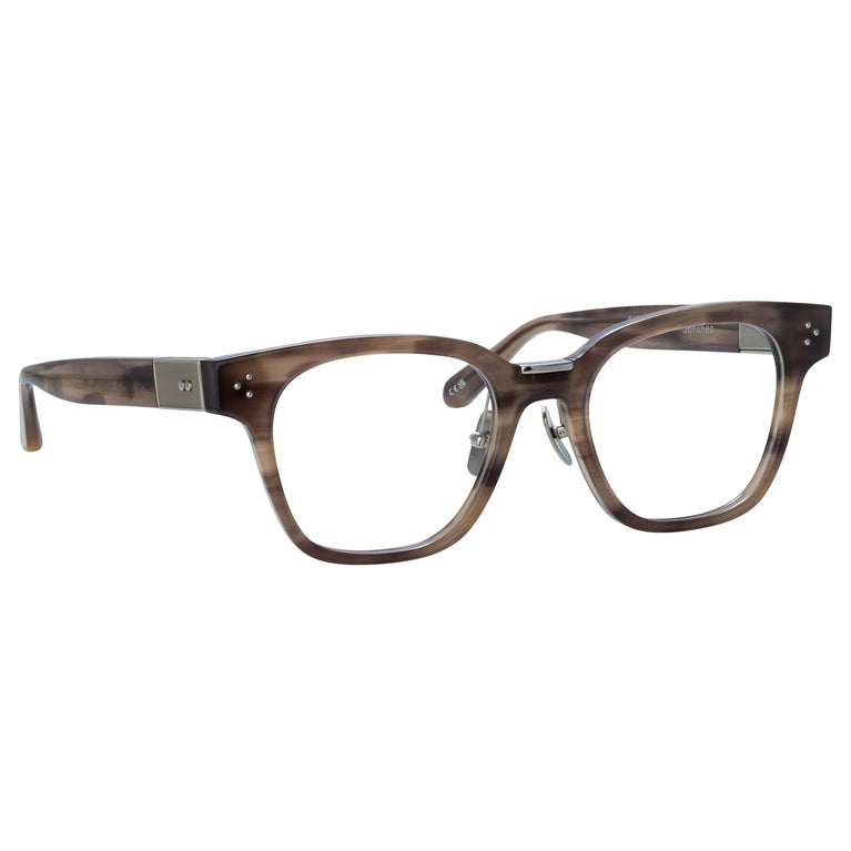 Linda Farrow Sanchez Optical Frame in Grey Horn AC 52