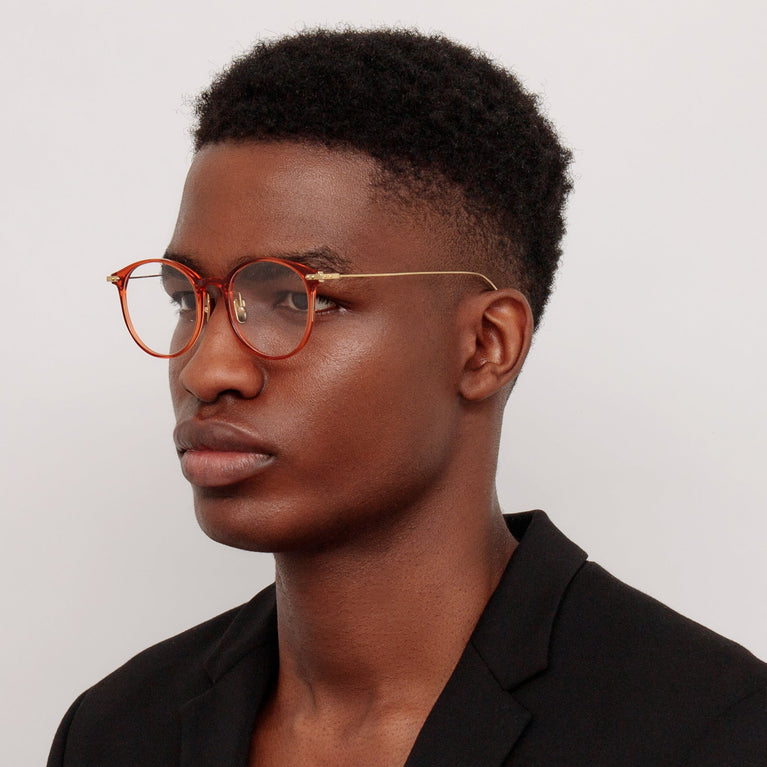 Linda Farrow Men's Gray Oval Optical Frame in Amber (Asian Fit)