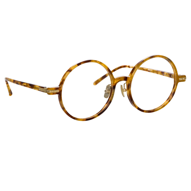 Linda Farrow Spire A Round Optical Frame in Tobacco Tortoiseshell