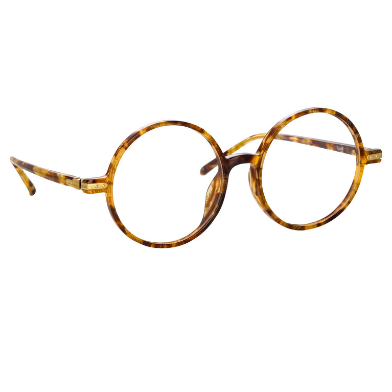 Linda Farrow Spire Round Optical Frame in Tobacco Tortoiseshell