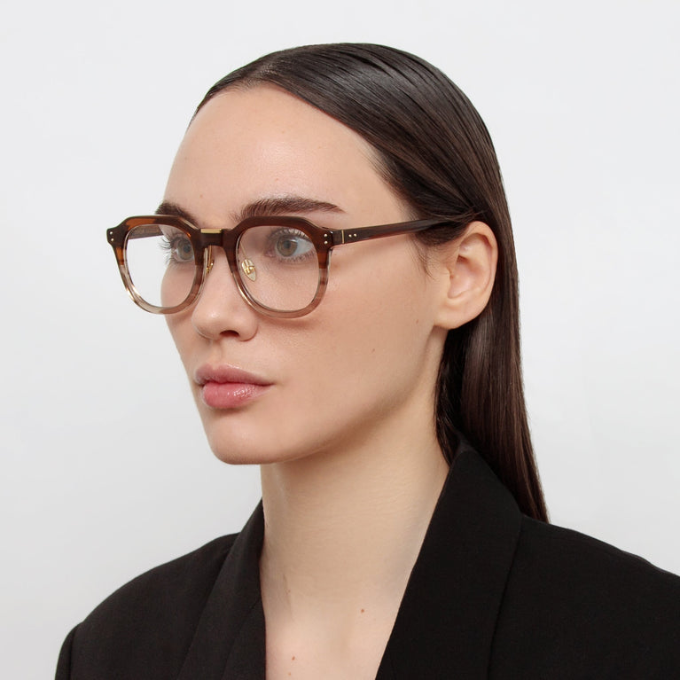 Linda Farrow Fletcher Angular Optical Frame in Caramel Horn C1 49