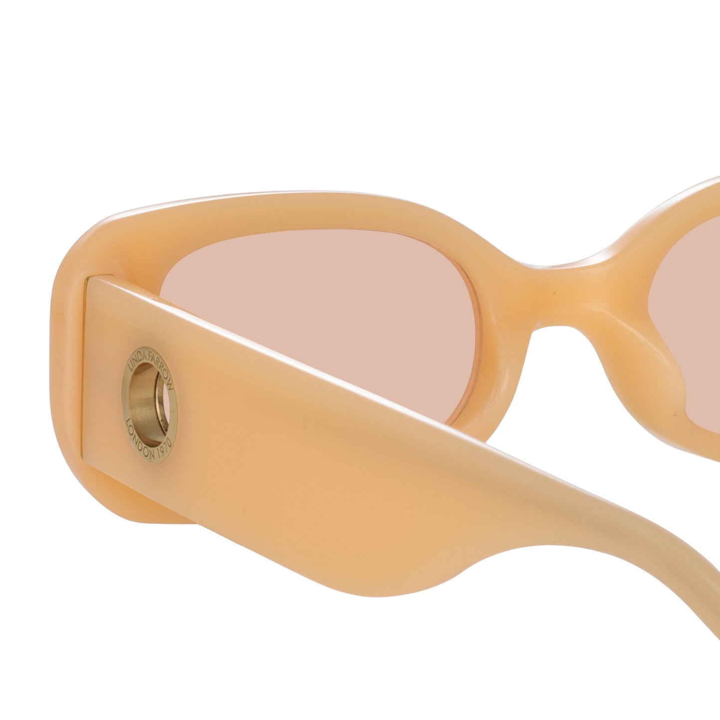 Linda Farrow Lola Rectangular Sunglasses in Peach C1
