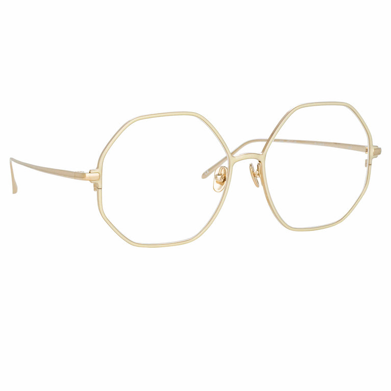 Linda Farrow Leif Oversized Optical Frame in Light Gold and Cream C8 60