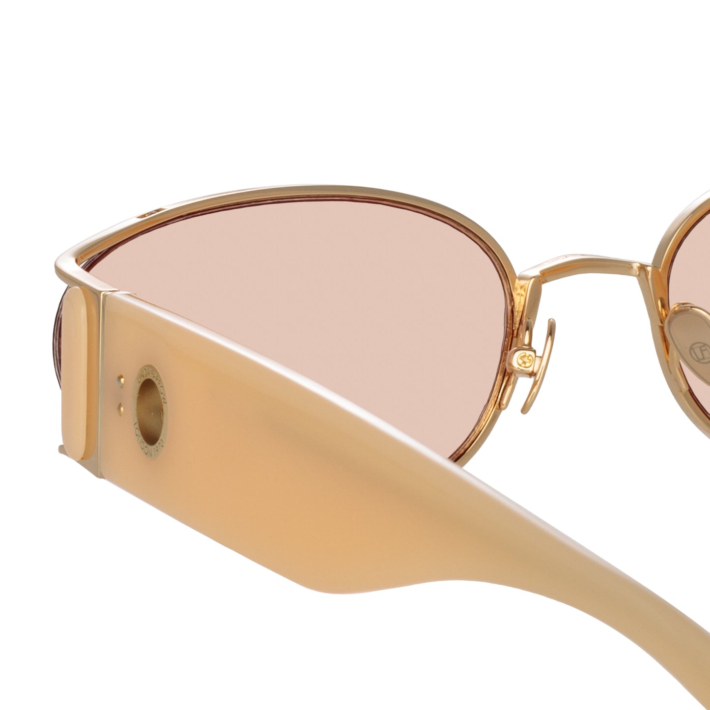 Linda Farrow Shelby Cat Eye Sunglasses in Peach C5 62