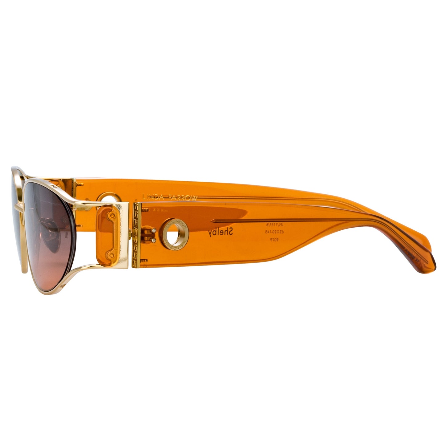 Linda Farrow Shelby Cat Eye Sunglasses in Light Gold and Dusk C6 62