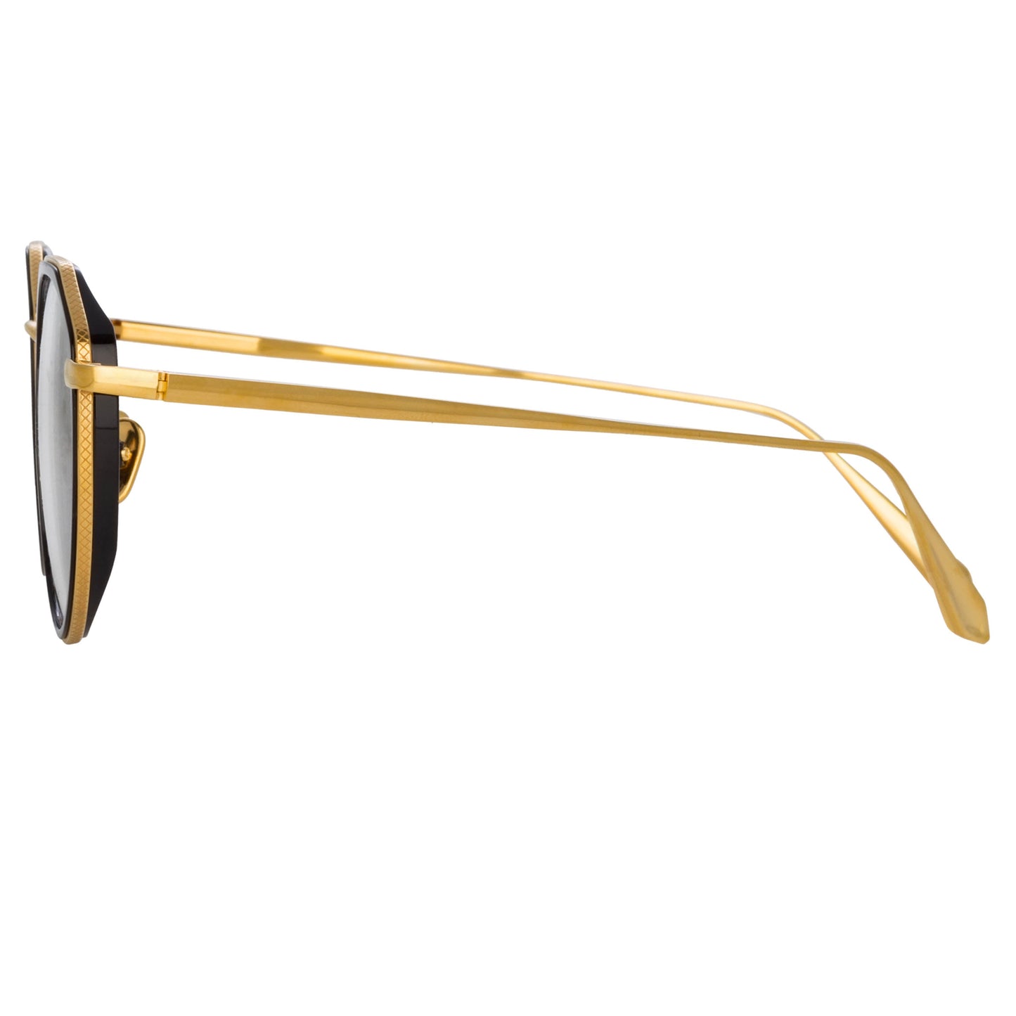Linda Farrow Cesar Angular Optical Frame in Yellow Gold and Black C1 49