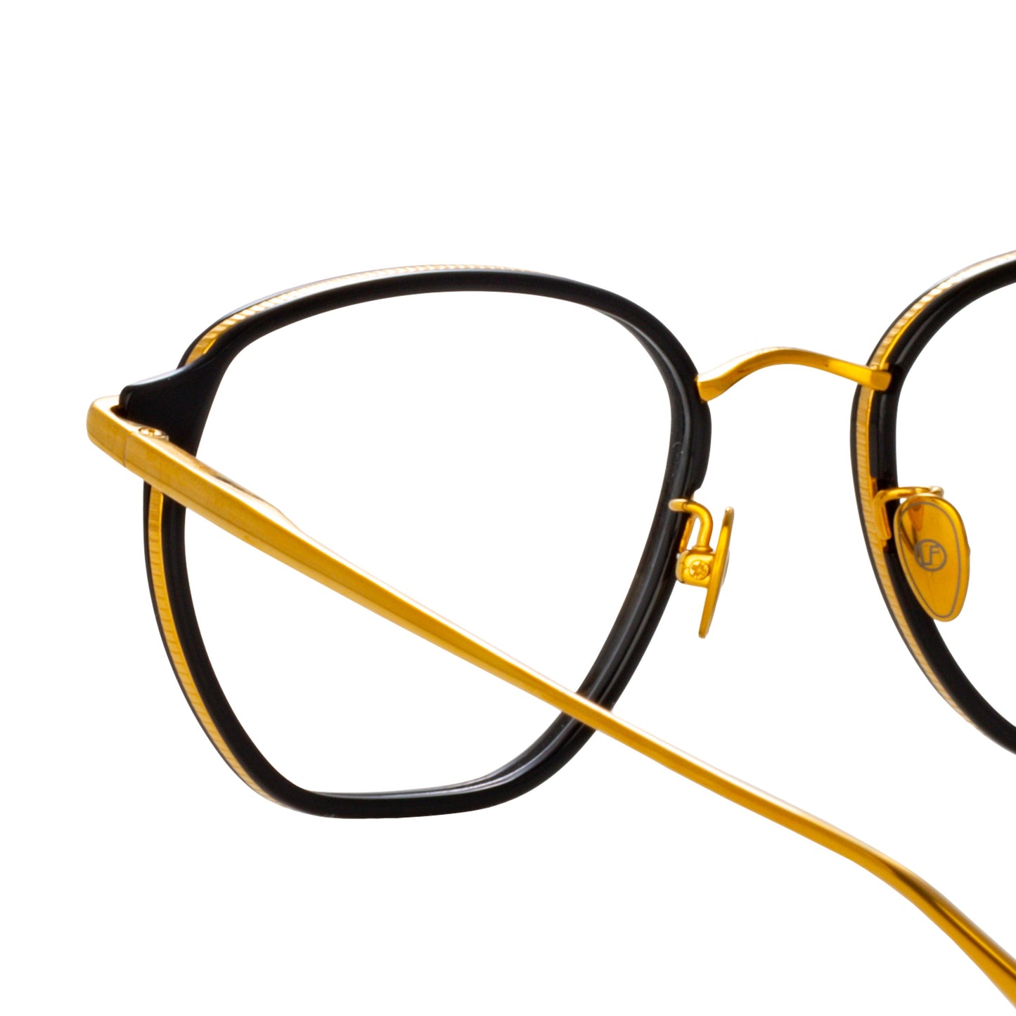 Linda Farrow Danilo Angular Optical Frame in Yellow Gold C1 53