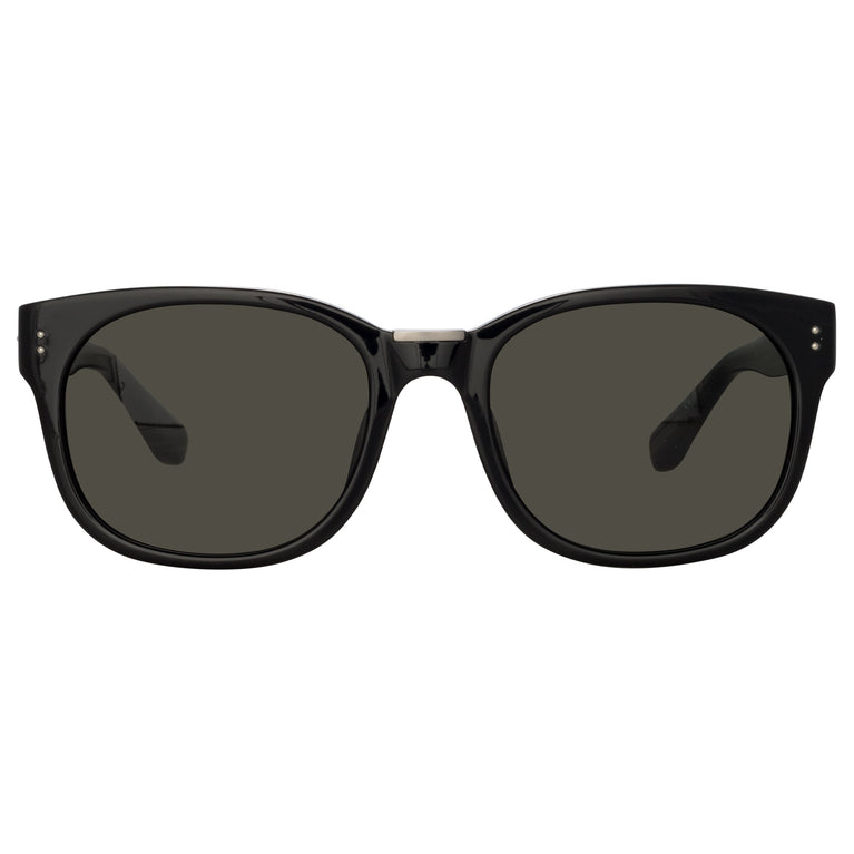 Linda Farrow Cedric Rectangular Sunglasses in Black and Nickel C1 50