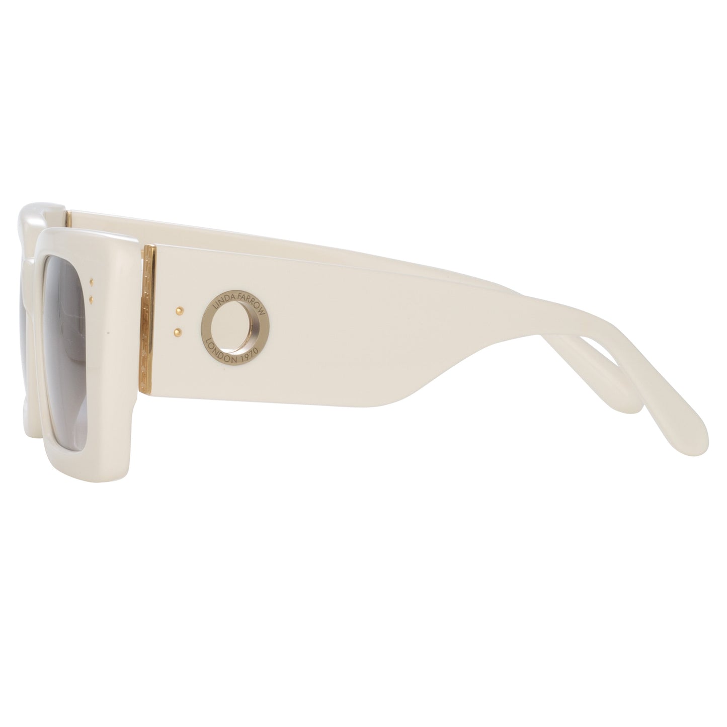 Linda Farrow Nieve Rectangular Sunglasses in White C7 5