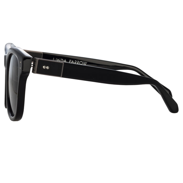Linda Farrow Edson D-Frame Sunglasses in Black and Nickel C6 55