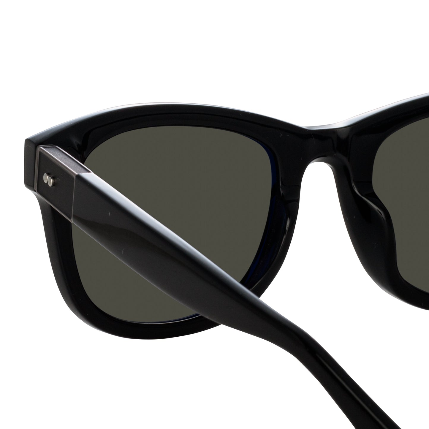 Linda Farrow Edson D-Frame Sunglasses in Black and Nickel C6 55