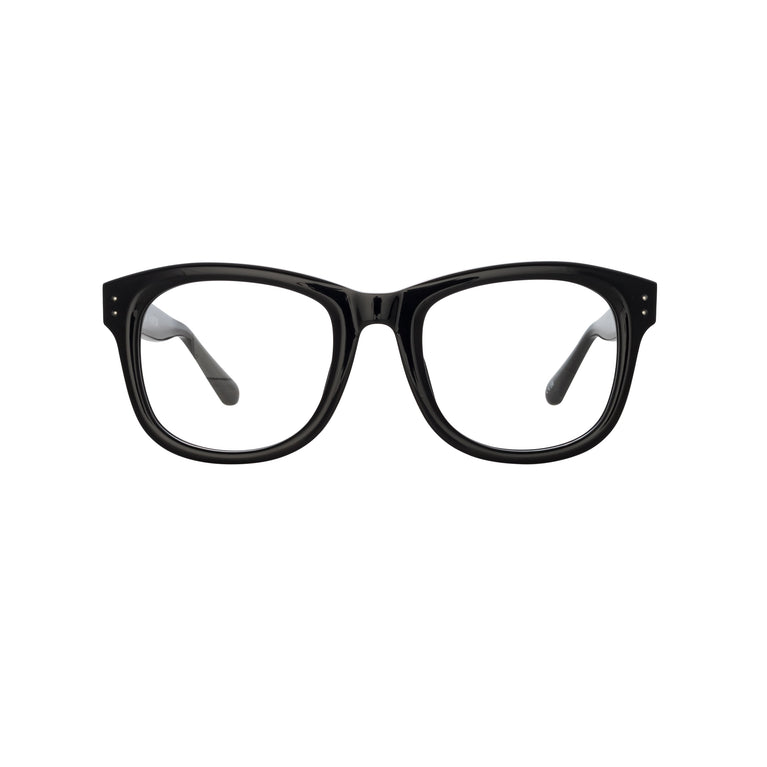 Linda Farrow Edson Optical D-Frame in Black and Nickel C7 55