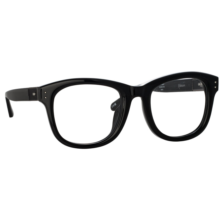 Linda Farrow Edson Optical D-Frame in Black and Nickel C7 55