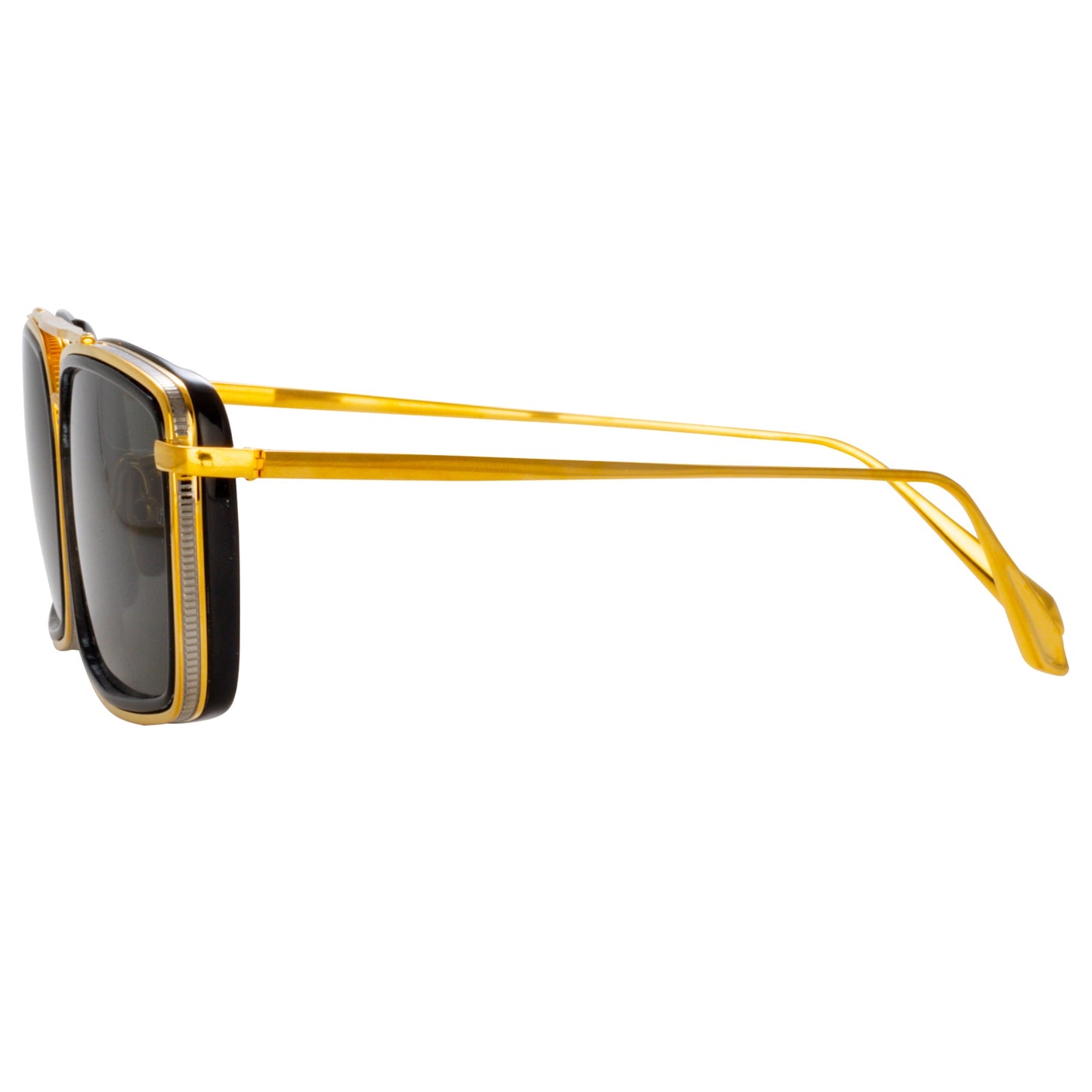 Linda Farrow Cassia Rectangular Sunglasses in Yellow Gold C1 63