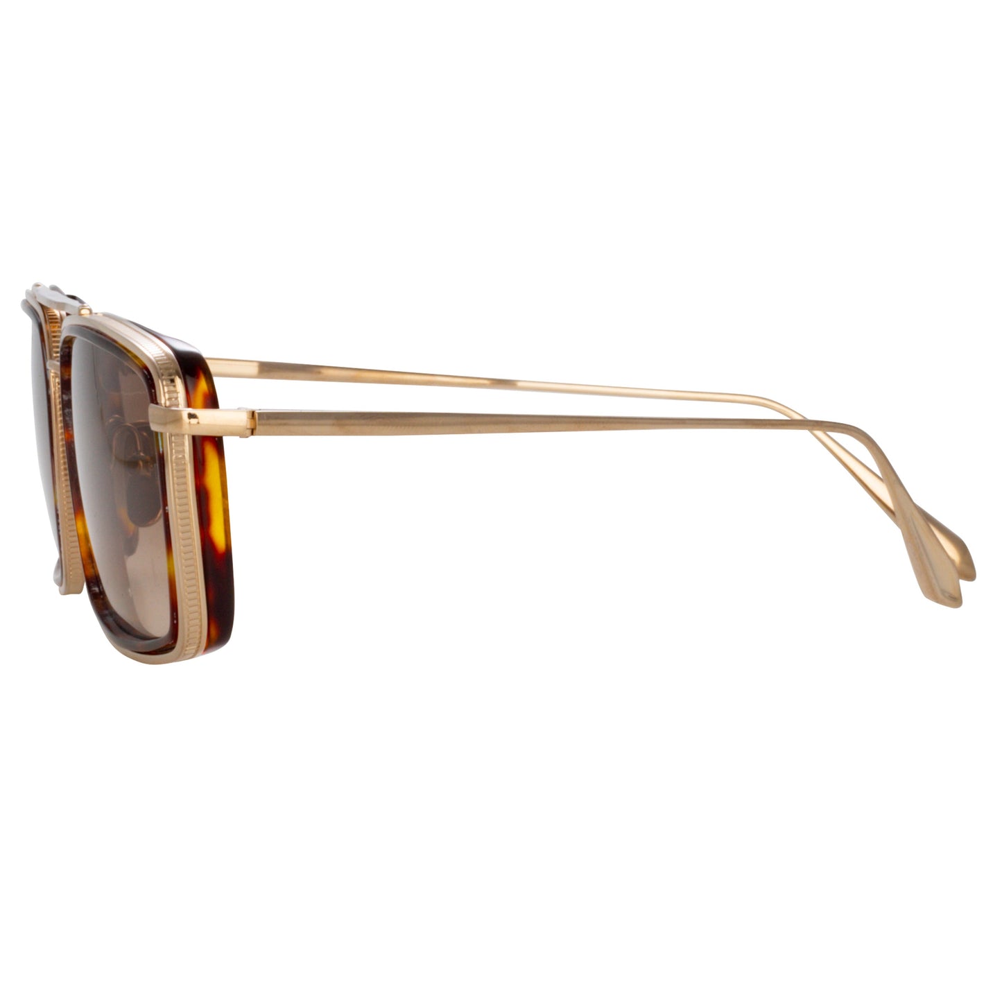Linda Farrow Cassia Rectangular Sunglasses in Light Gold C2 63