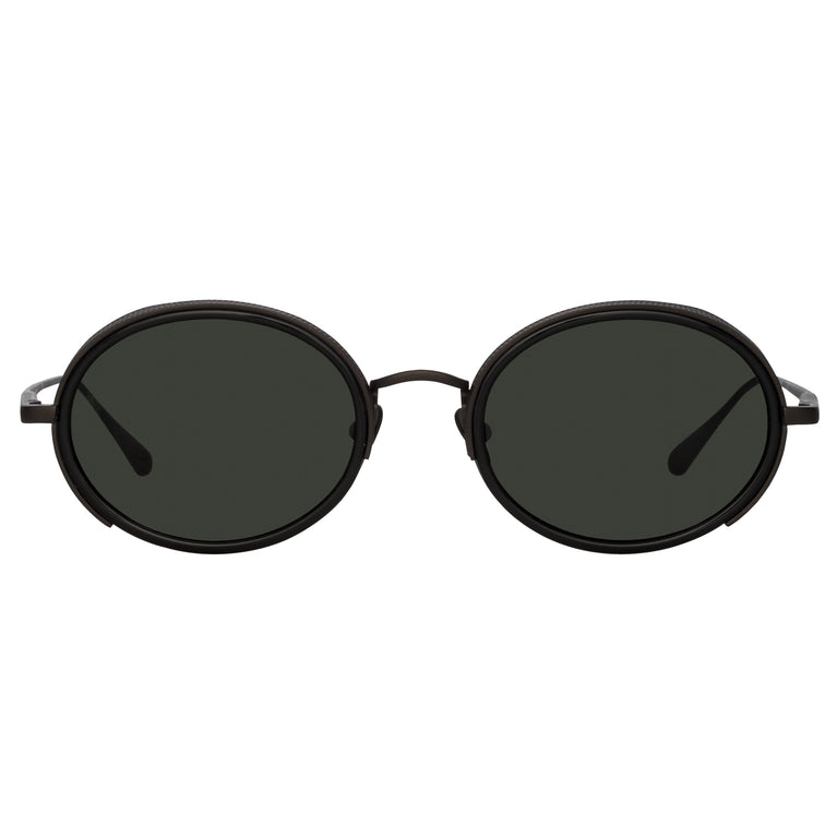 Linda Farrow Finn Oval Sunglasses in Nickel C2 52