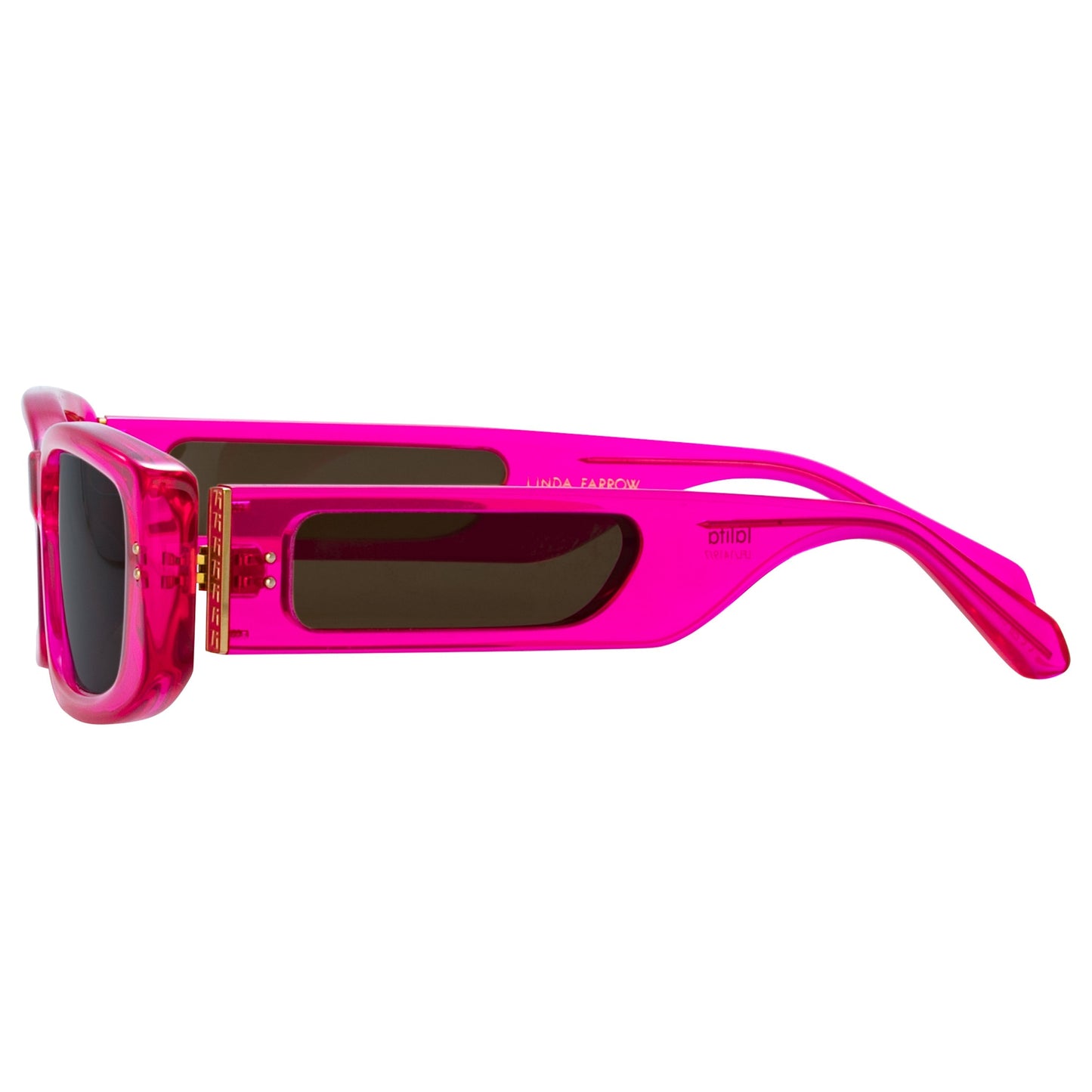 Linda Farrow Talita Rectangular Sunglasses in Neon Pink C7 59