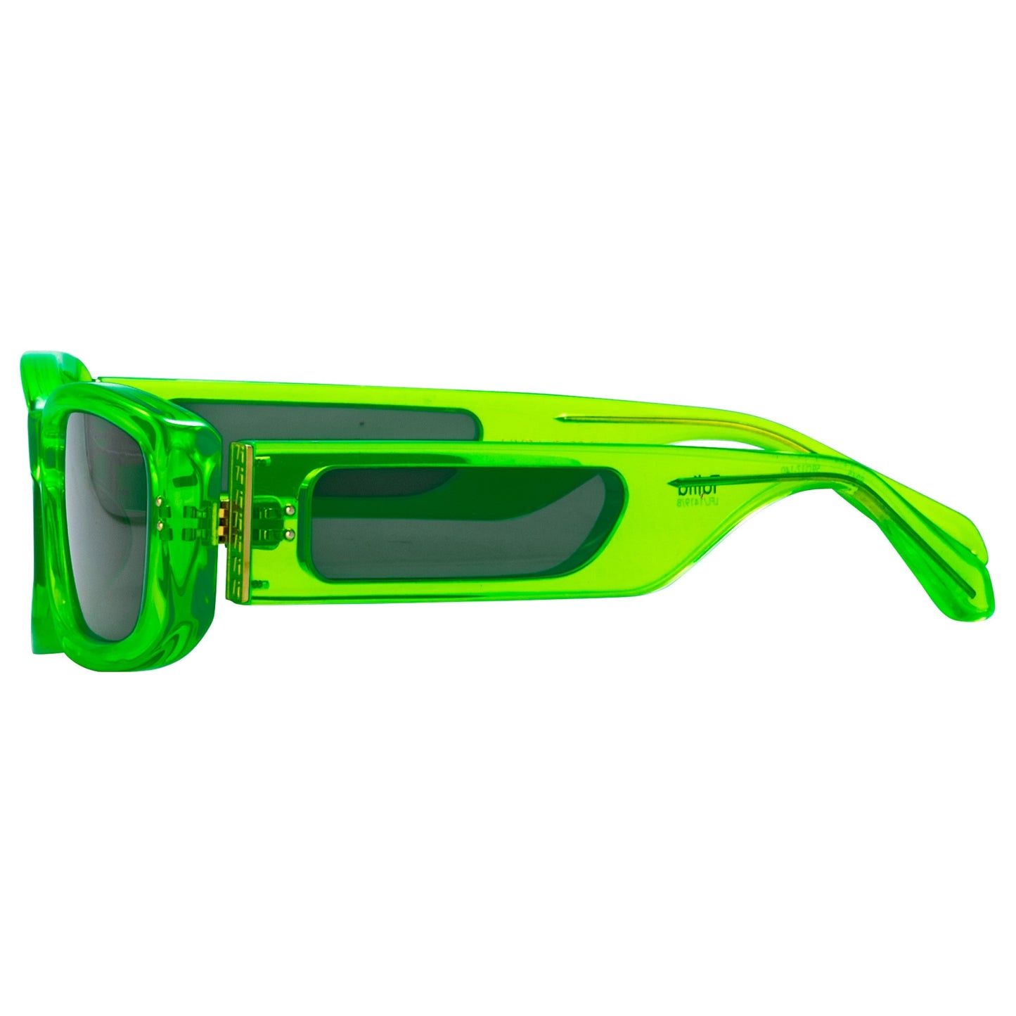 Linda Farrow Talita Rectangular Sunglasses in Neon Lime C8 59