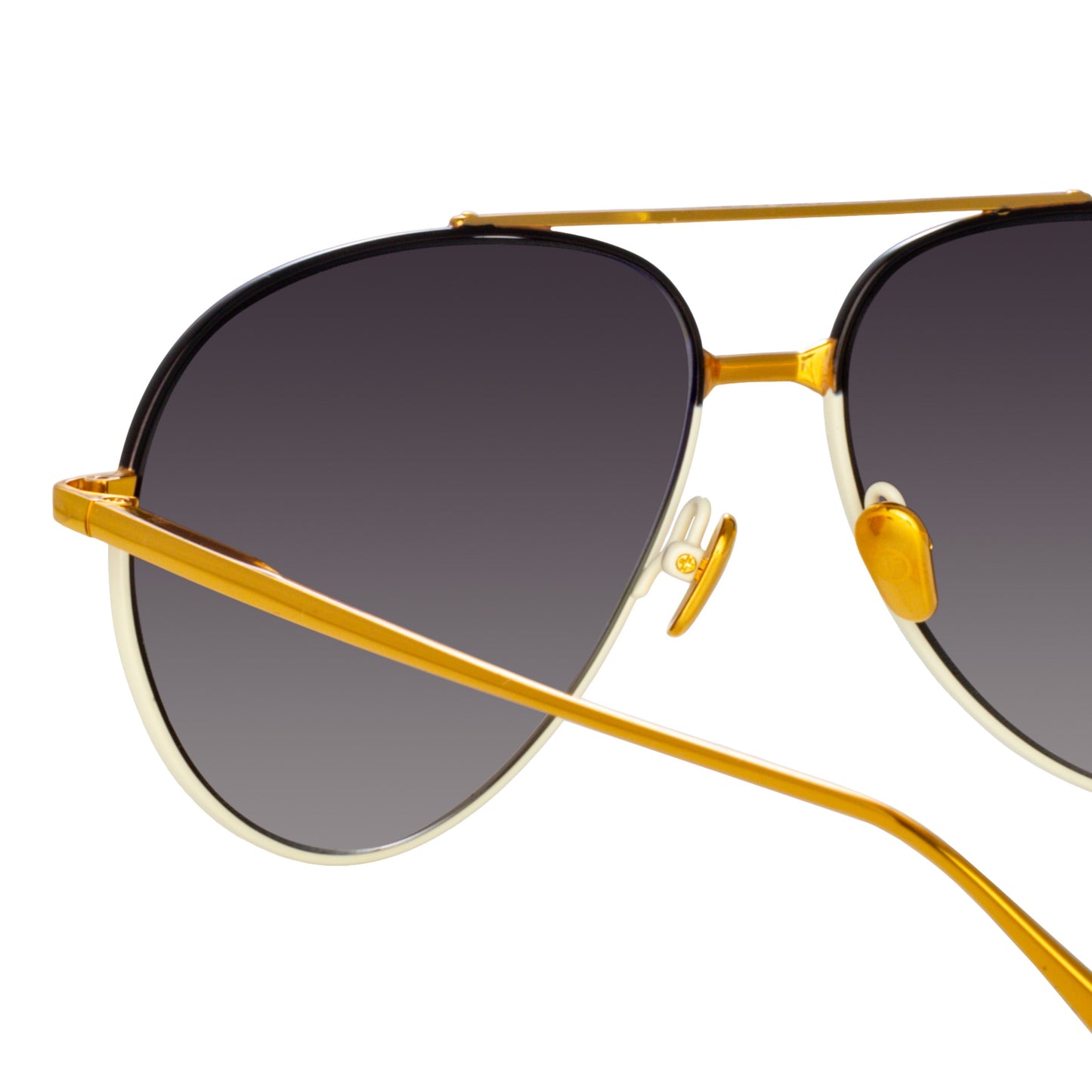 Linda Farrow Men's Marcelo Aviator Sunglasses in Black and Cream C3