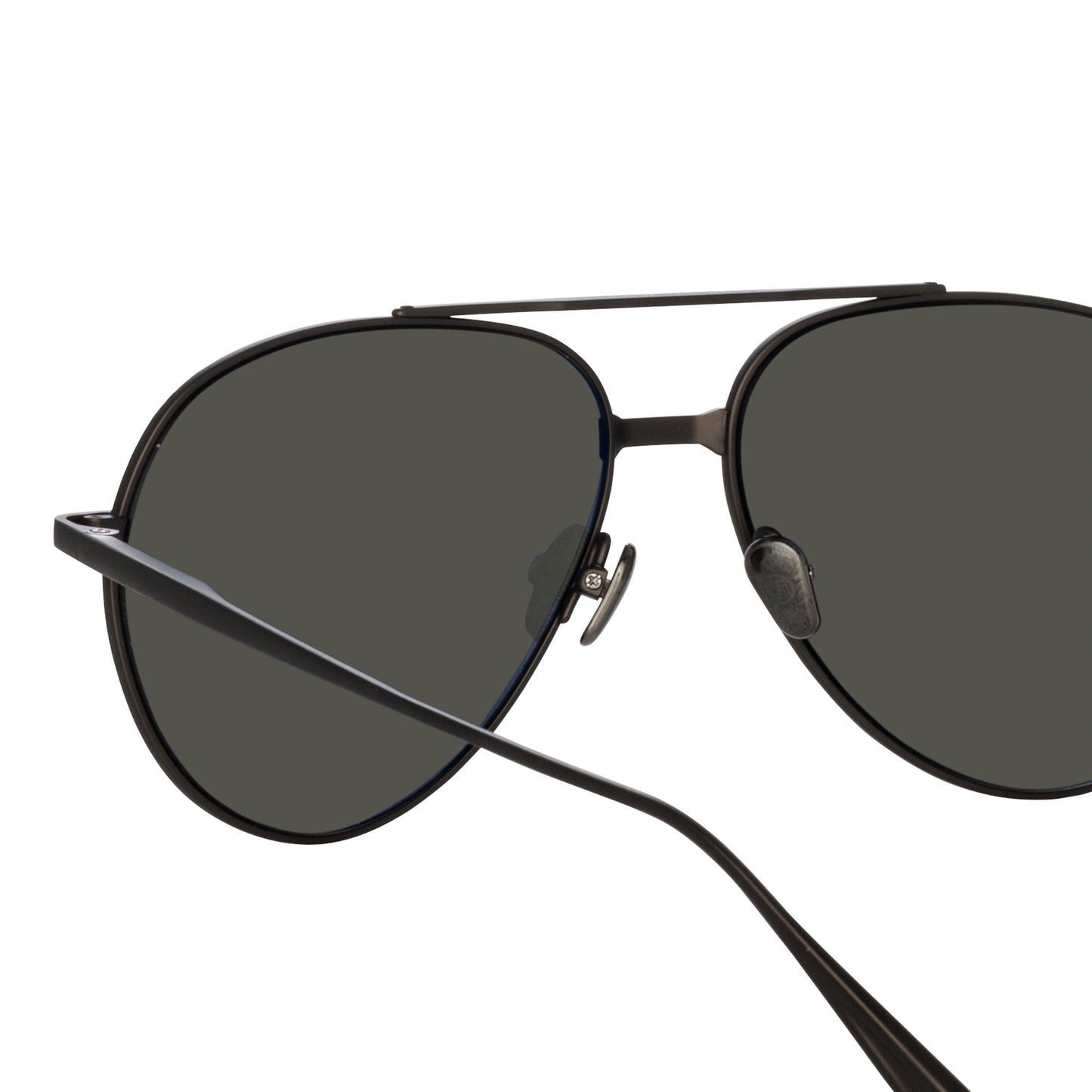 Linda Farrow Marcelo Aviator Sunglasses in Matt Nickel C5 61