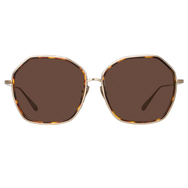 Linda Farrow Rowe Oversize Sunglasses in Light Gold C2