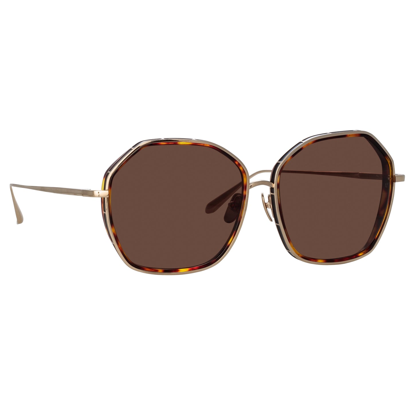 Linda Farrow Rowe Oversize Sunglasses in Light Gold C2