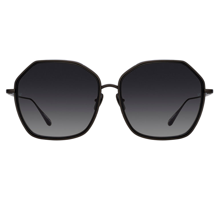 Linda Farrow Rowe Oversize Sunglasses in Matt Nickel C3 65