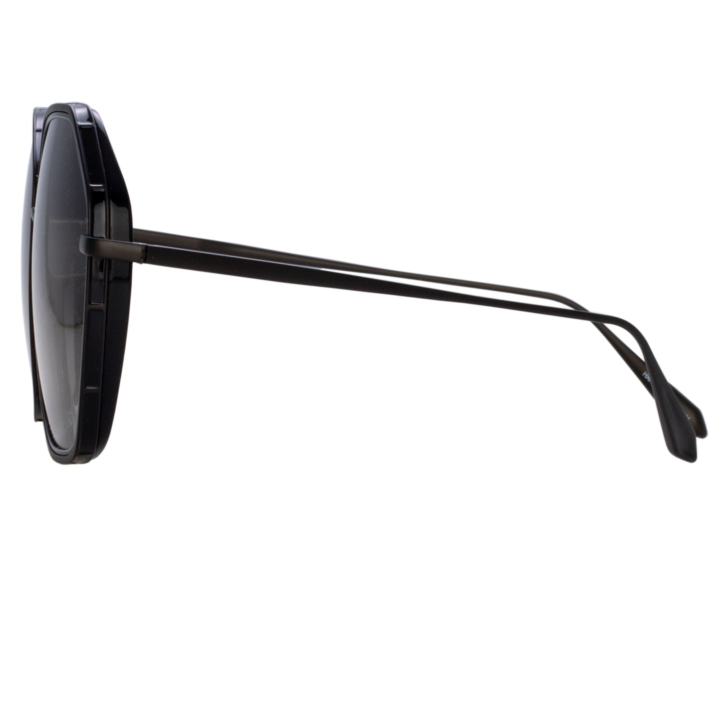 Linda Farrow Rowe Oversize Sunglasses in Matt Nickel C3 65