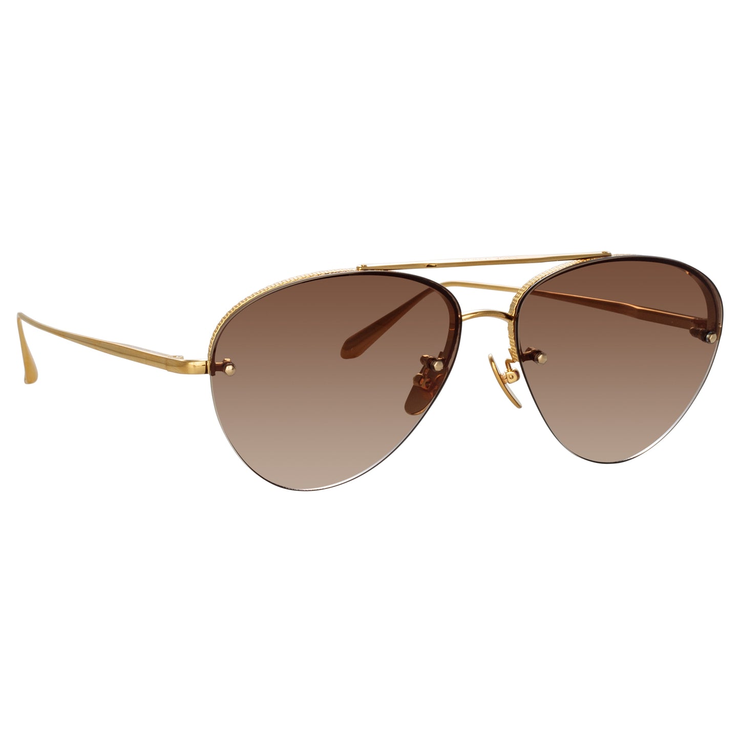 Linda Farrow Edano Aviator Sunglasses in Yellow Gold C1 60