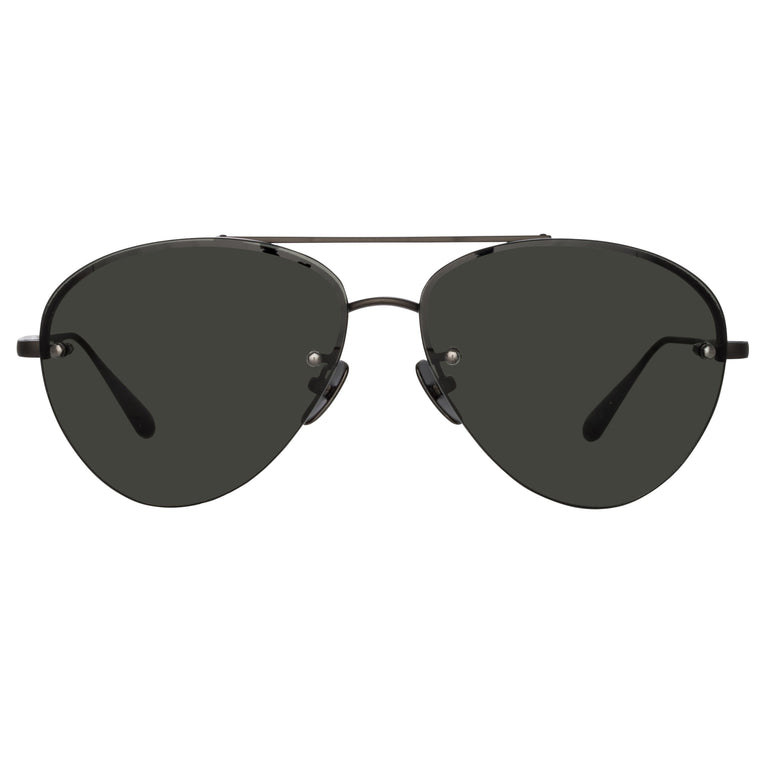 Linda Farrow Edano Aviator Sunglasses in Matt Nickel C2 60