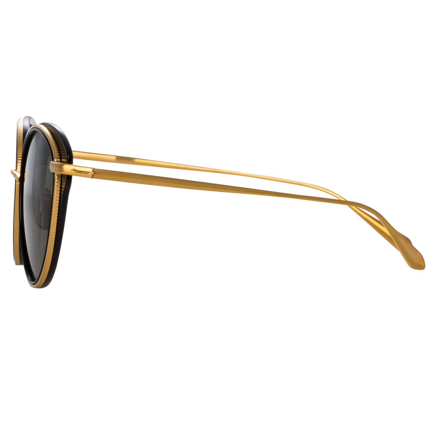 Linda Farrow Song Cat Eye Sunglasses in Yellow Gold and Black C1 59