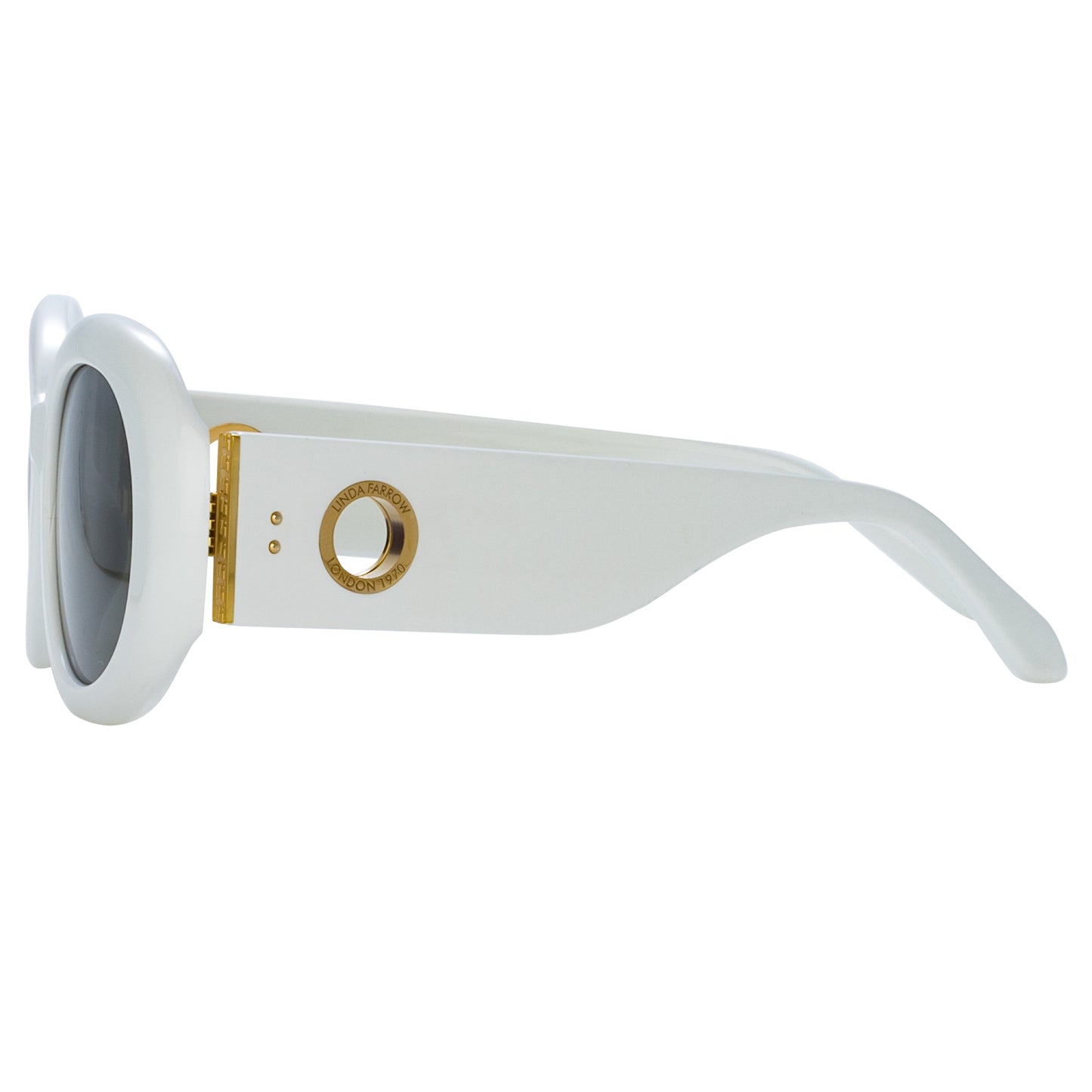 Linda Farrow Lina Oval Sunglasses in White C4 55