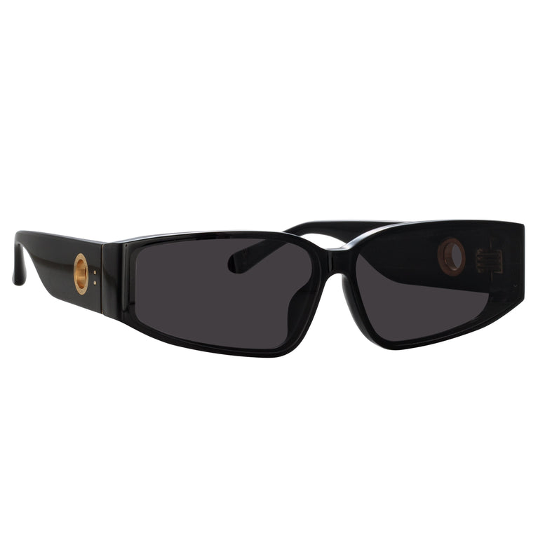 Linda Farrow Alexis Angular Sunglasses in Black C1