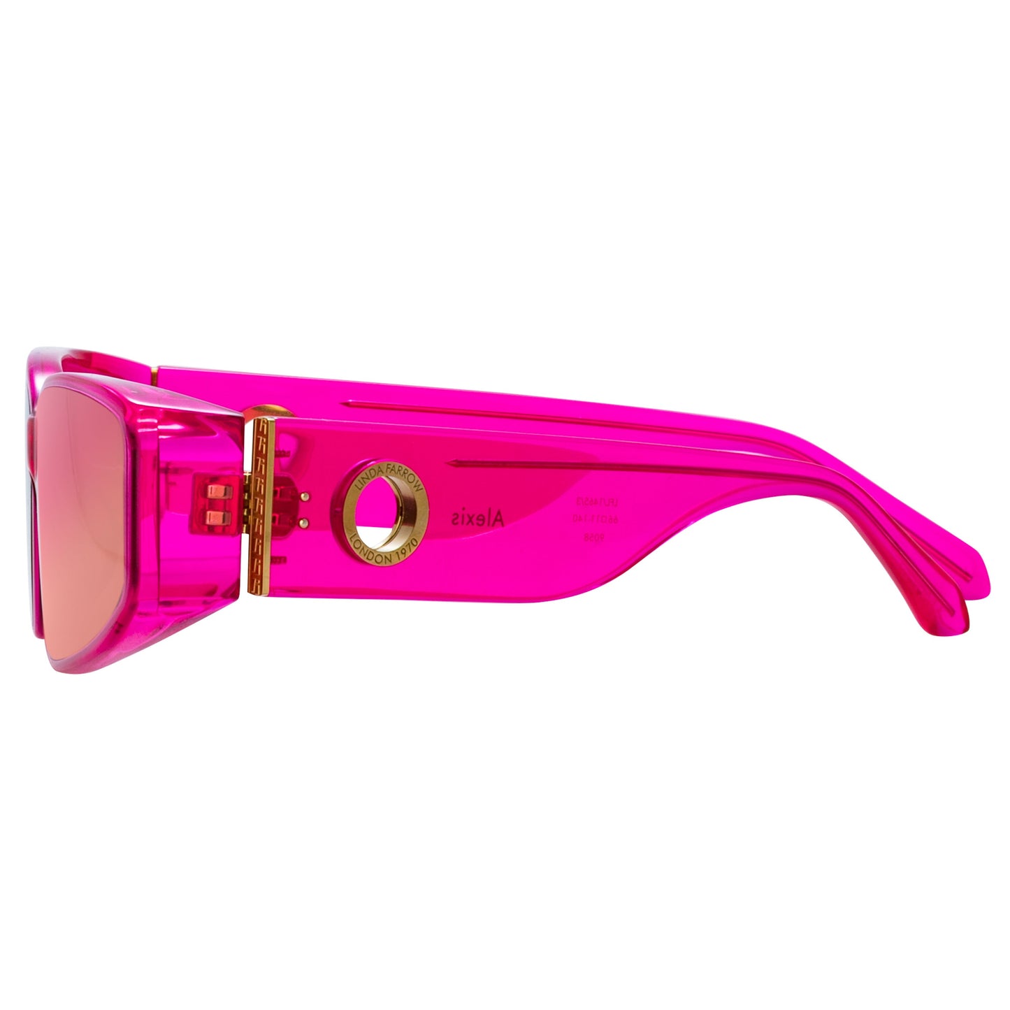 Linda Farrow Alexis Angular Sunglasses in Neon Pink C3 66
