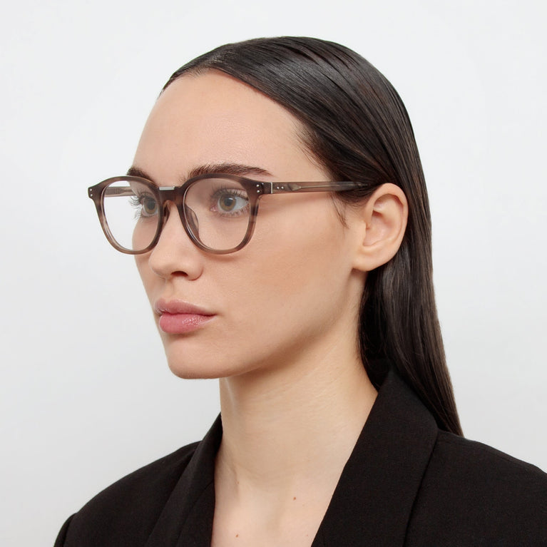 Linda Farrow Powell Optical D-Frame in Grey Horn C3 51