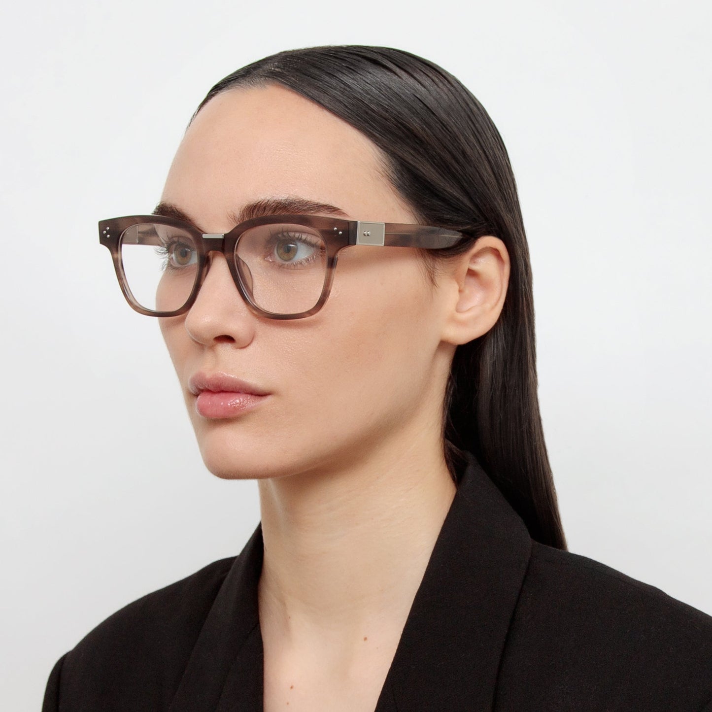 Linda Farrow Sanchez Optical D-Frame in Grey Horn C3 52