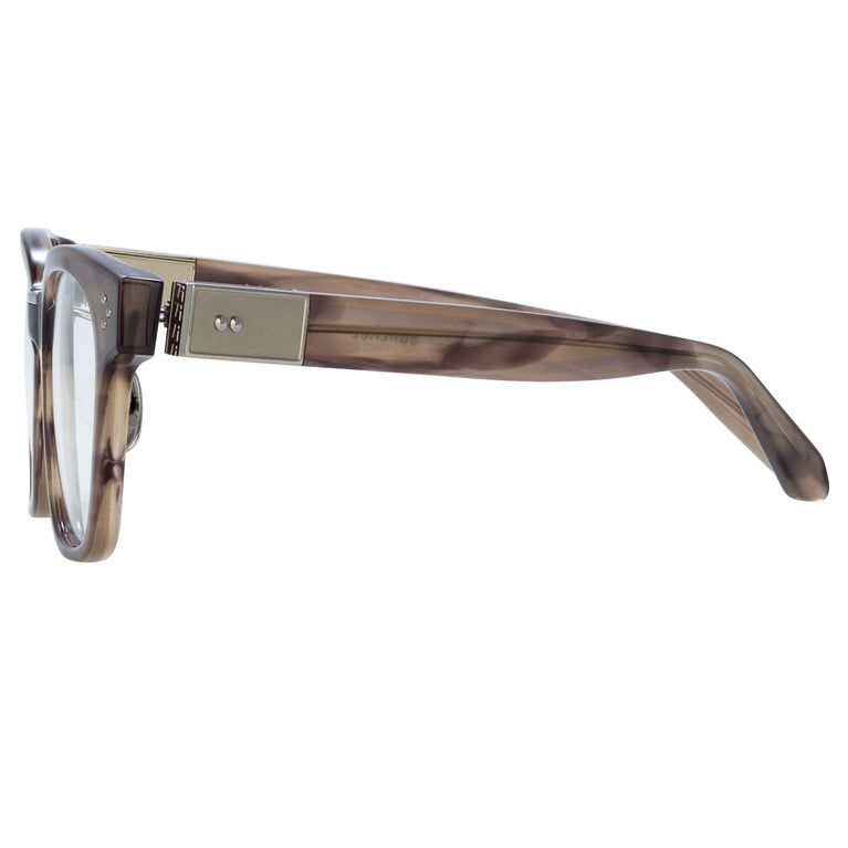 Linda Farrow Sanchez Optical D-Frame in Grey Horn C3 52