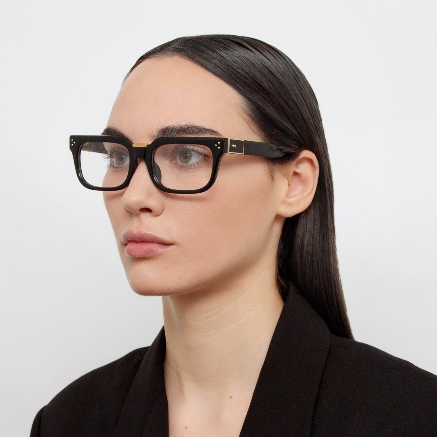 Linda Farrow Yoan Angular Optical Frame in Black C1 50