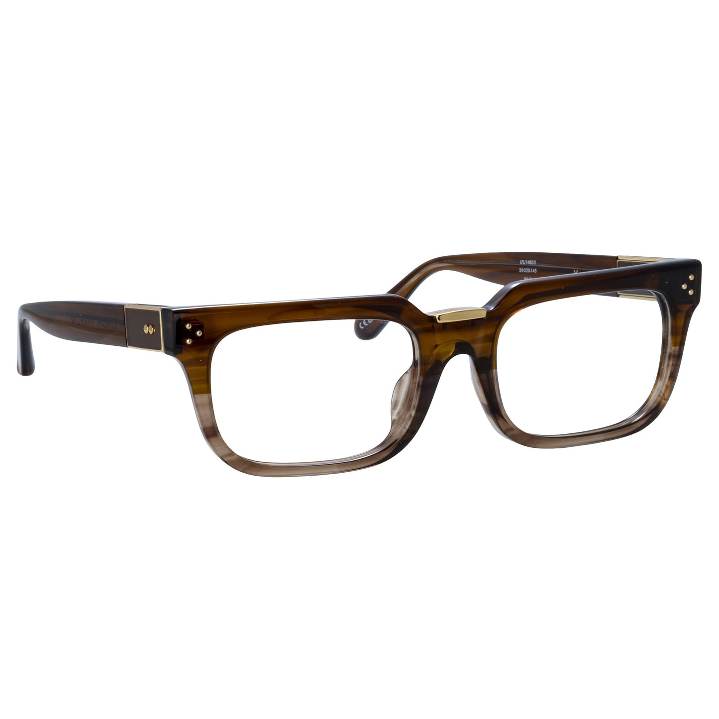 Linda Farrow Yoan Angular Optical Frame in Caramel Horn C2 50
