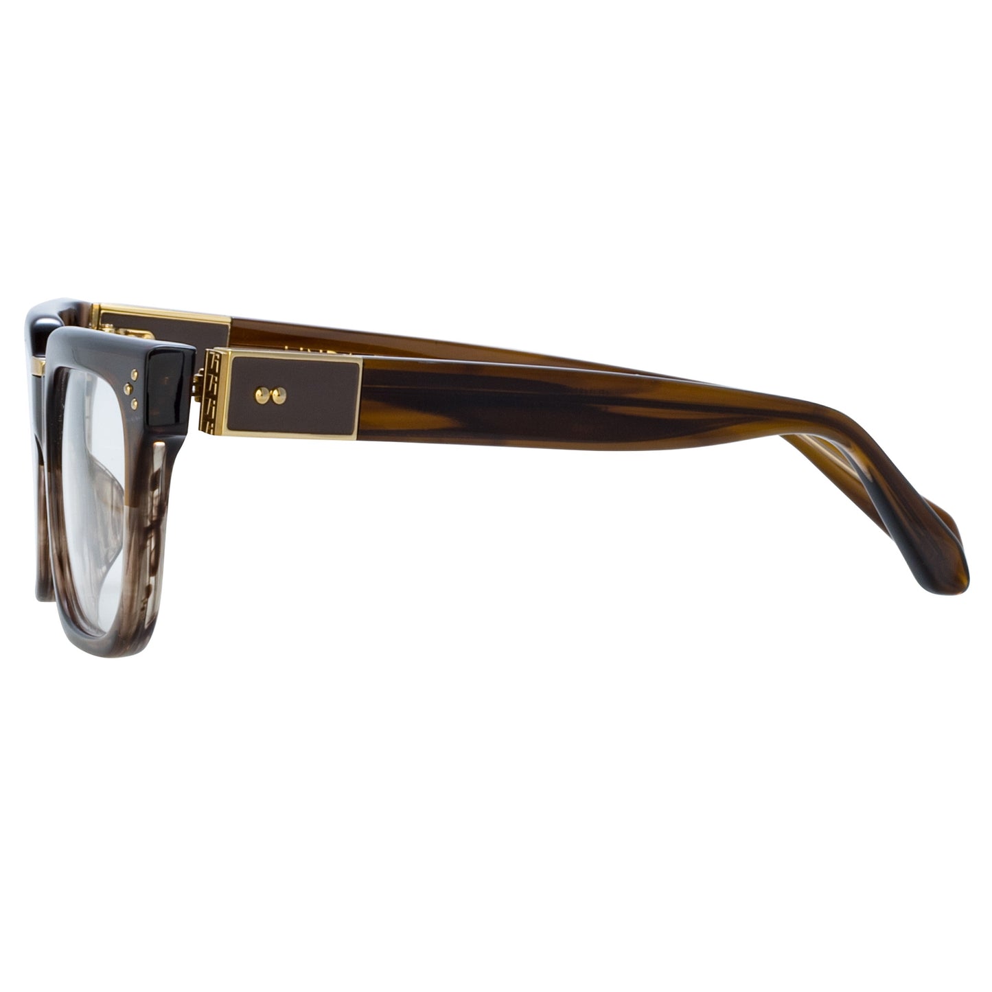 Linda Farrow Yoan Angular Optical Frame in Caramel Horn C2 50