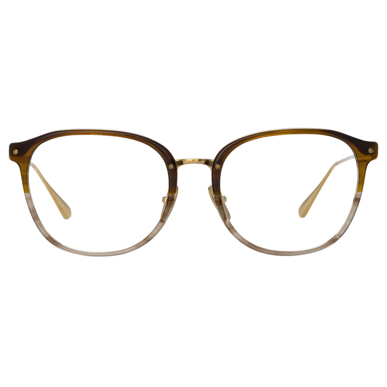 Linda Farrow Park Optical D-Frame in Caramel Horn C3 52