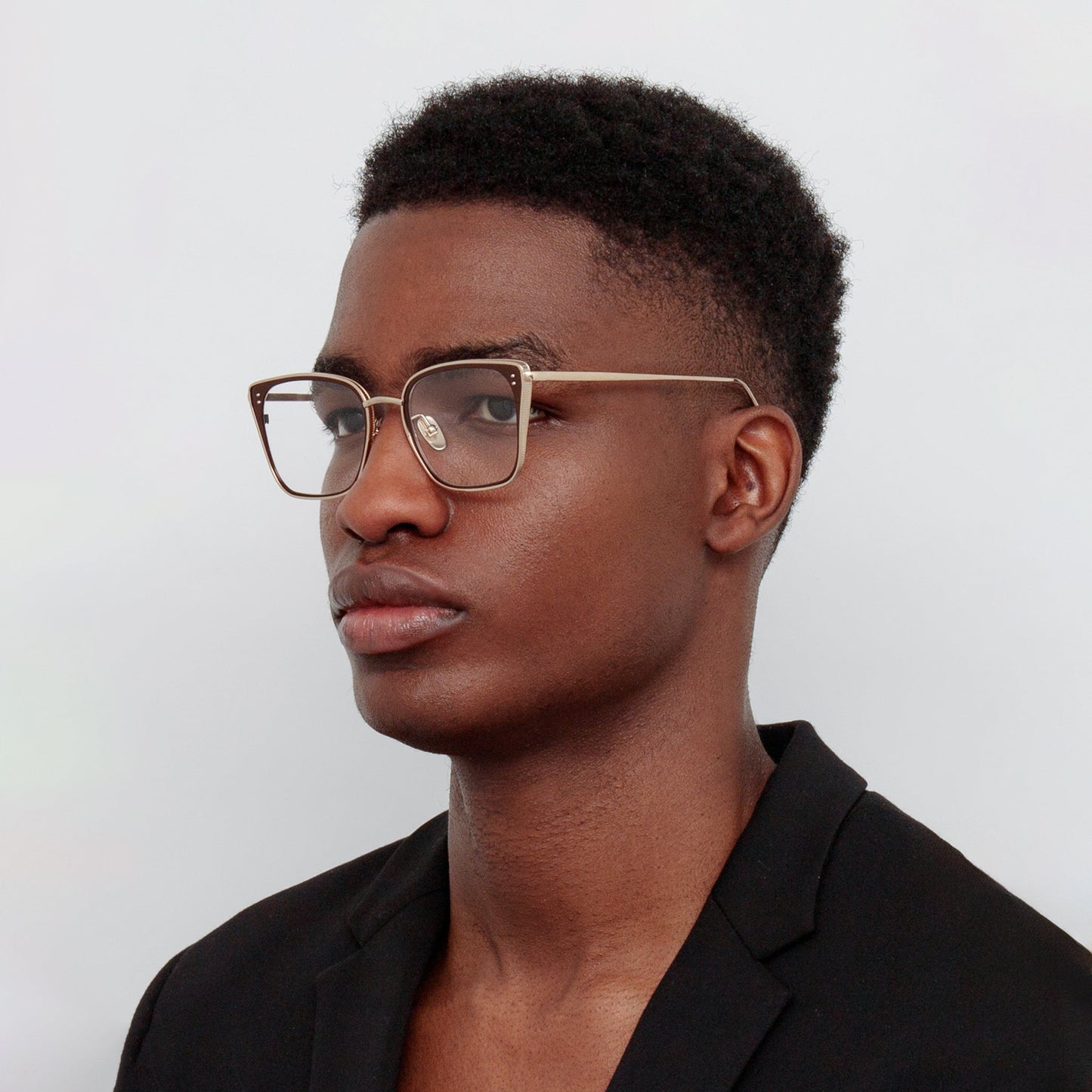 Linda Farrow Hans Square Optical Frame in Light Gold C3 51