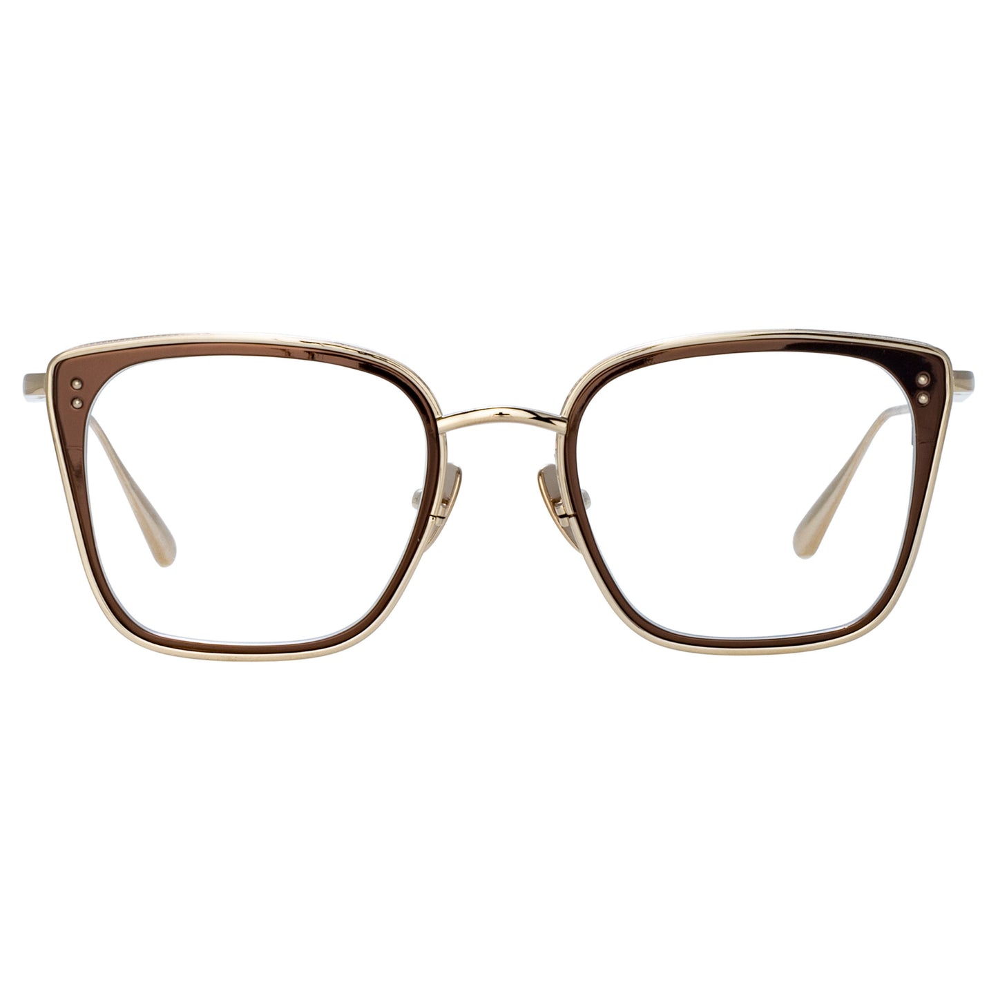 Linda Farrow Hans Square Optical Frame in Light Gold C3 51