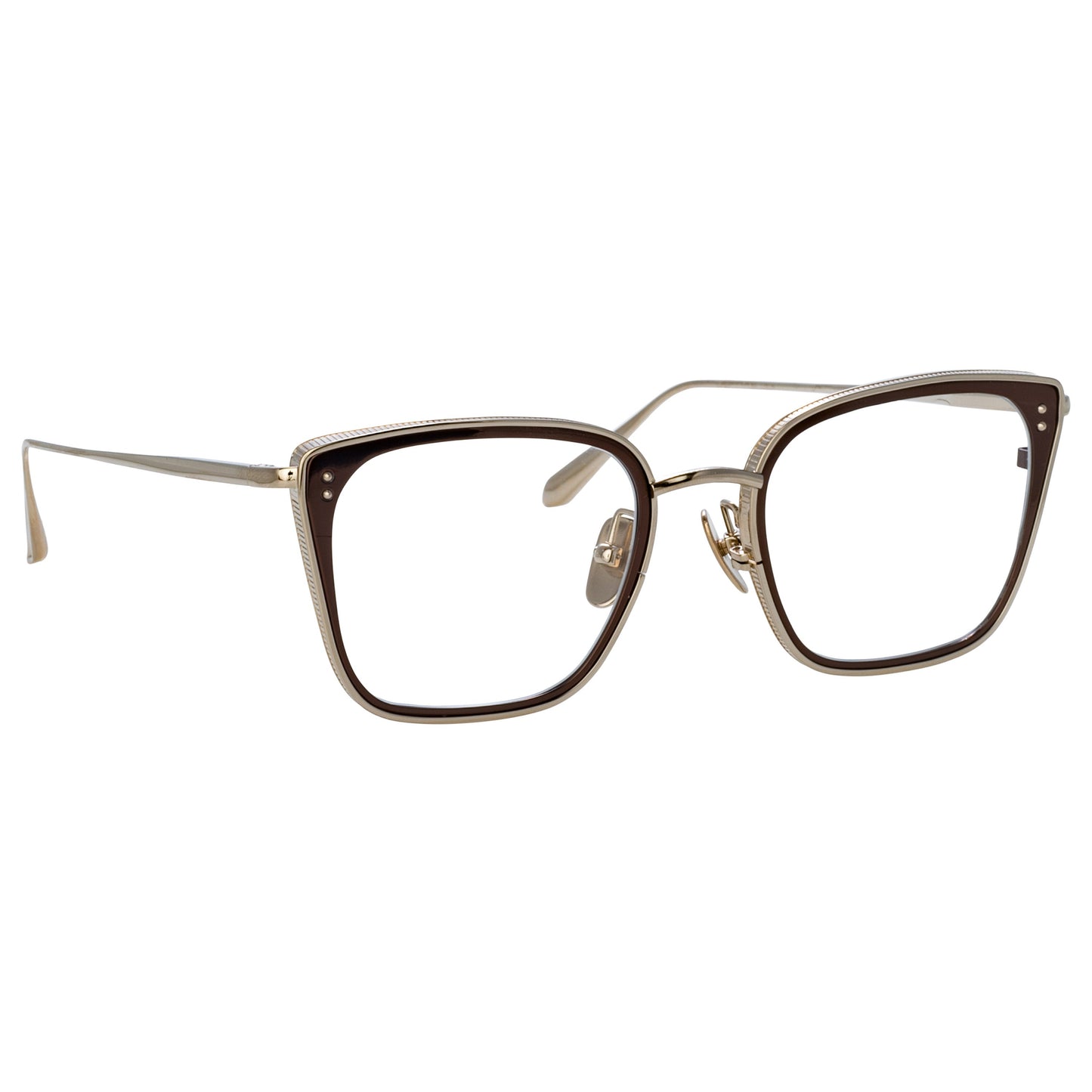 Linda Farrow Hans Square Optical Frame in Light Gold C3 51