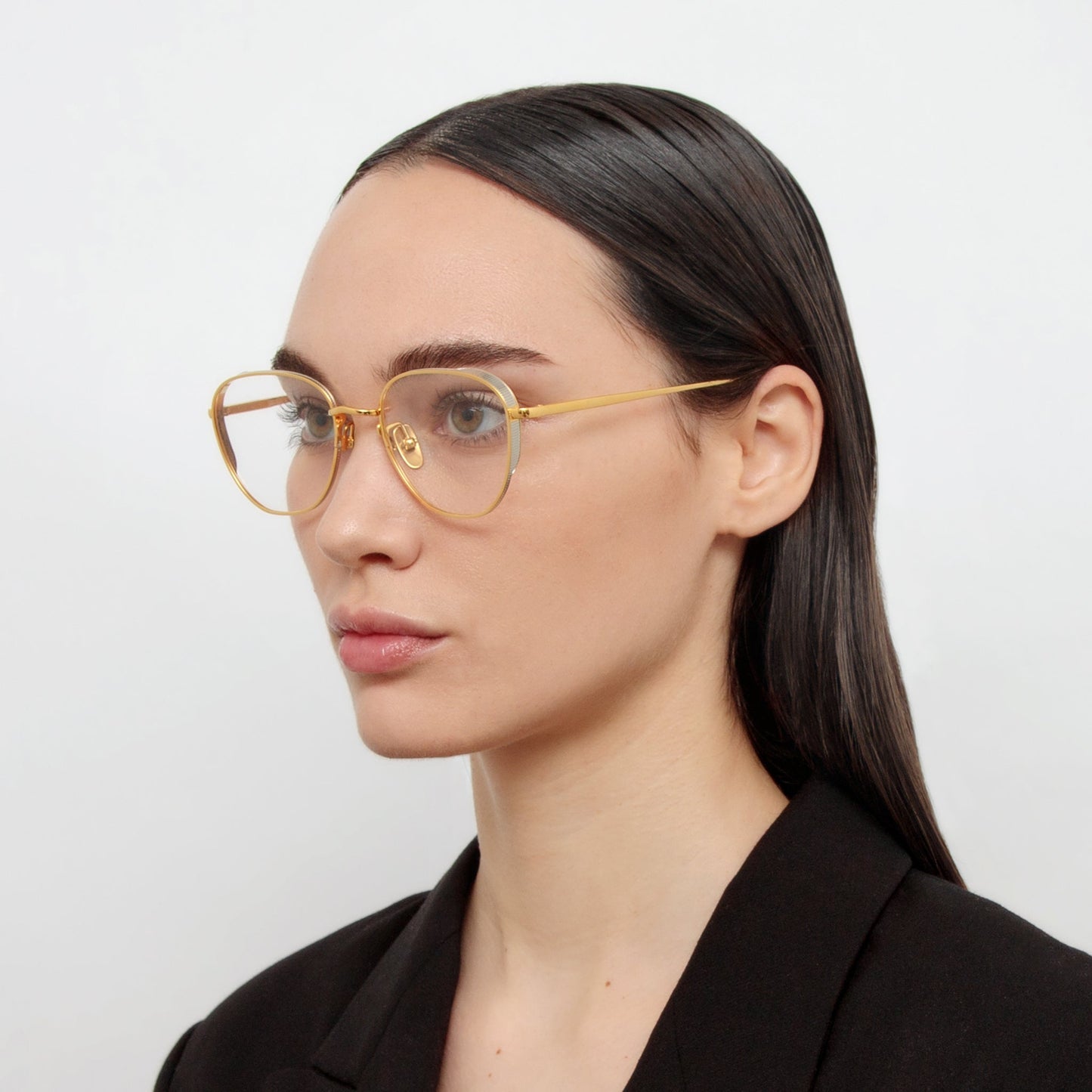 Linda Farrow Hardy Oval Optical Frame in Yellow Gold C4 54