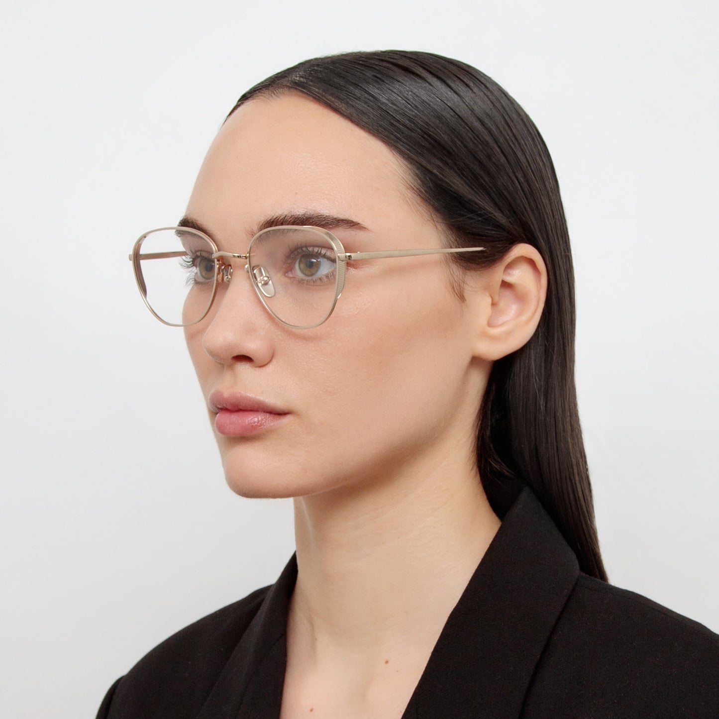 Linda Farrow Hardy Oval Optical Frame in Light Gold C6 54