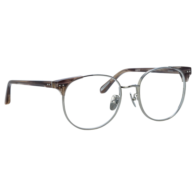 Linda Farrow Spence Oval Optical Frame in Grey Horn C3 53
