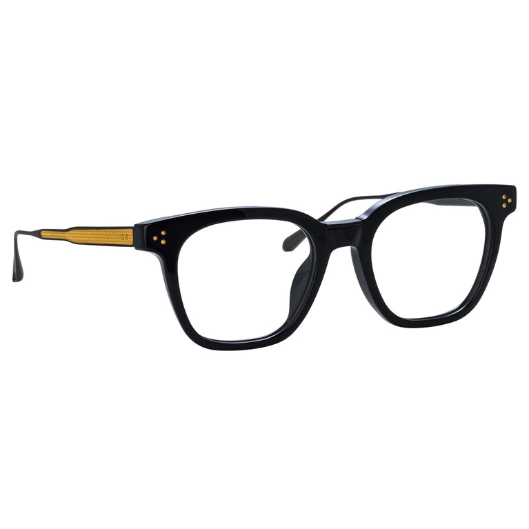 Linda Farrow Men's Evans Optical D-Frame in Black and Yellow Gold C1 50
