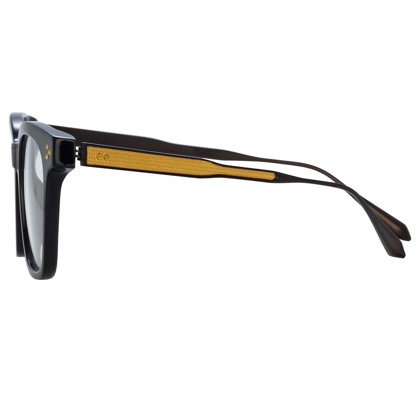 Linda Farrow Men's Evans Optical D-Frame in Black and Yellow Gold C1 50