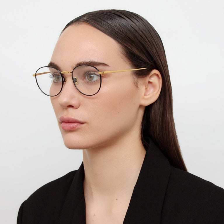 Linda Farrow The Harrison | Oval Optical Frame in Black and Yellow Gold  51